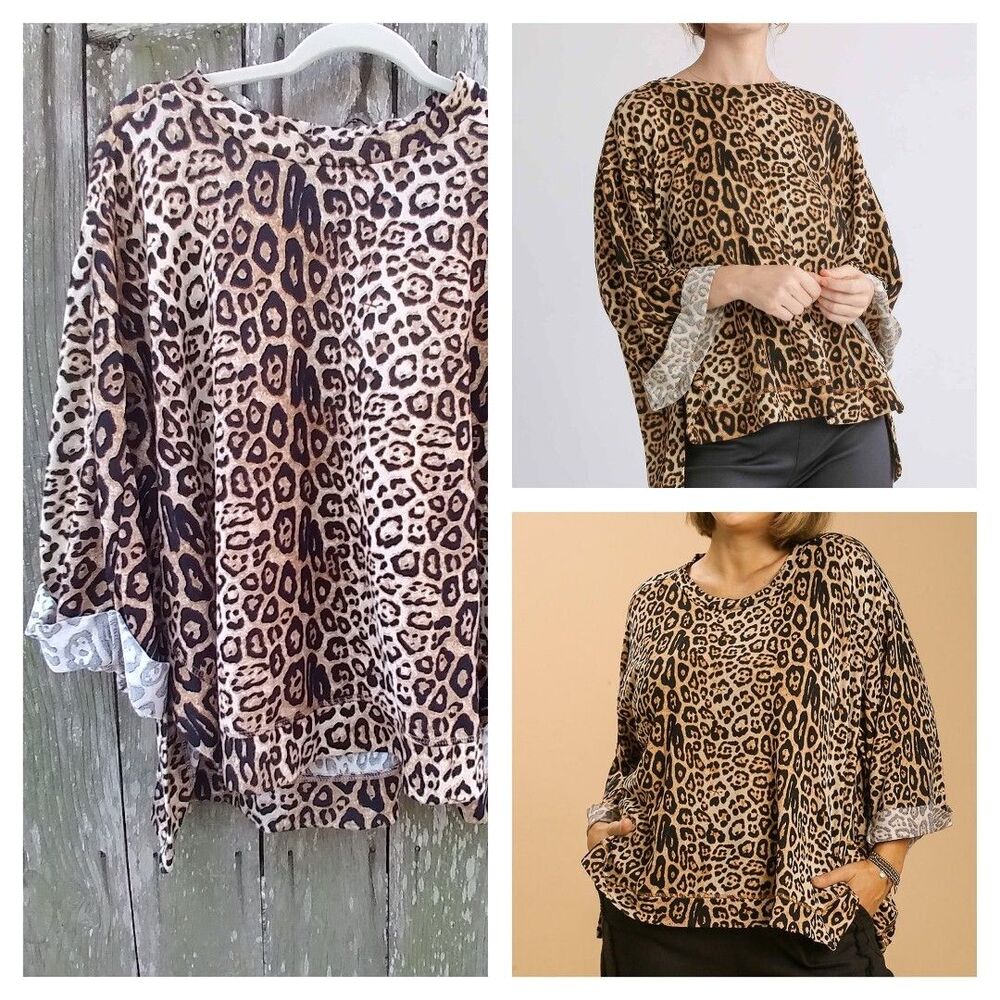 UMGEE size M leopard print sweater slouchy oversized